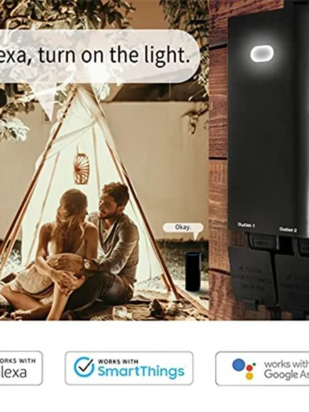 Dual Smart Outlet, Outdoor Zwave Smart Plug, Waterproof Dual On/Off Socket